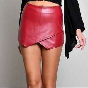Red Leather Skort